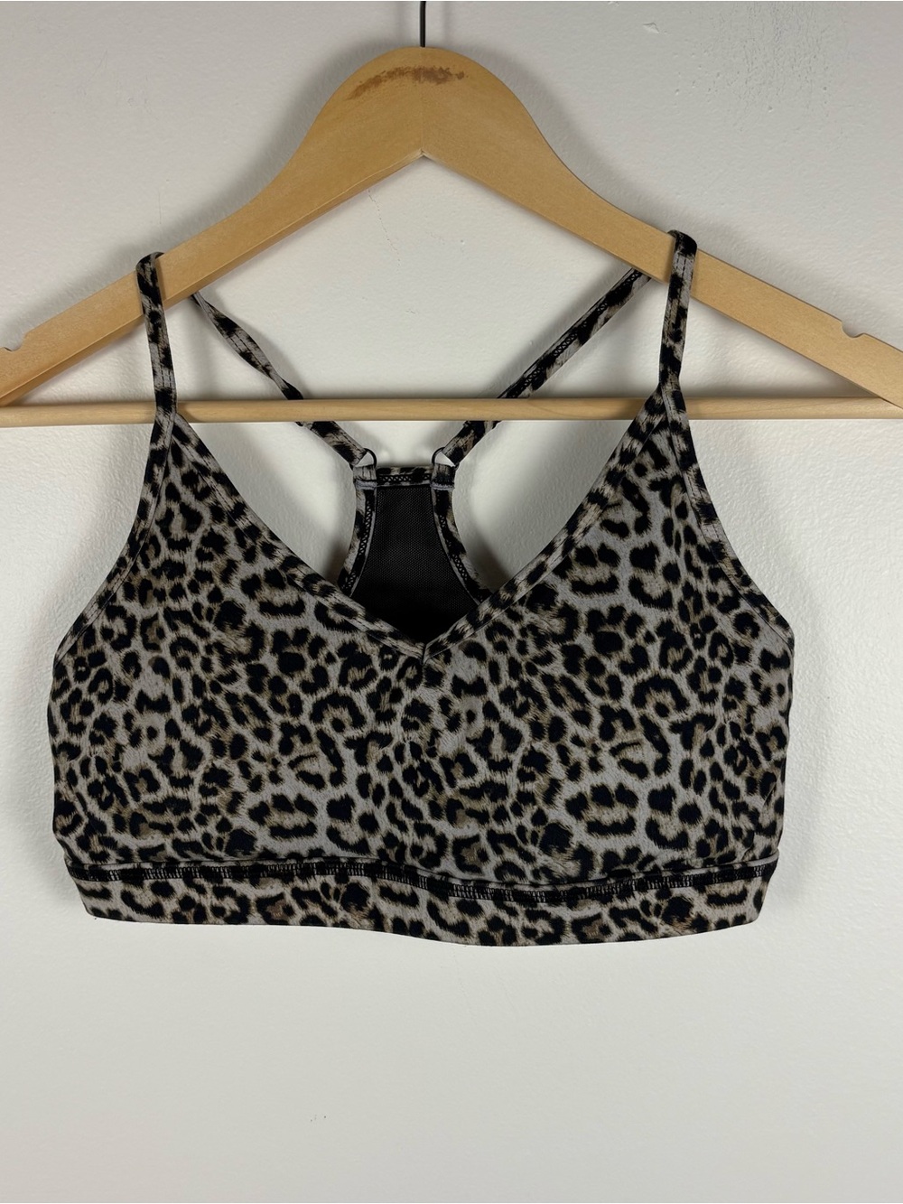 ZYIA Active Women Leopard Print Sports Bra Padded Razorback Size Large